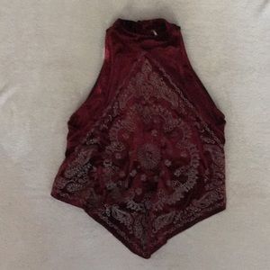 Free People Embroidered Velvet Top